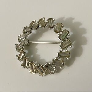 Silver Tone Round Brooch Pin
